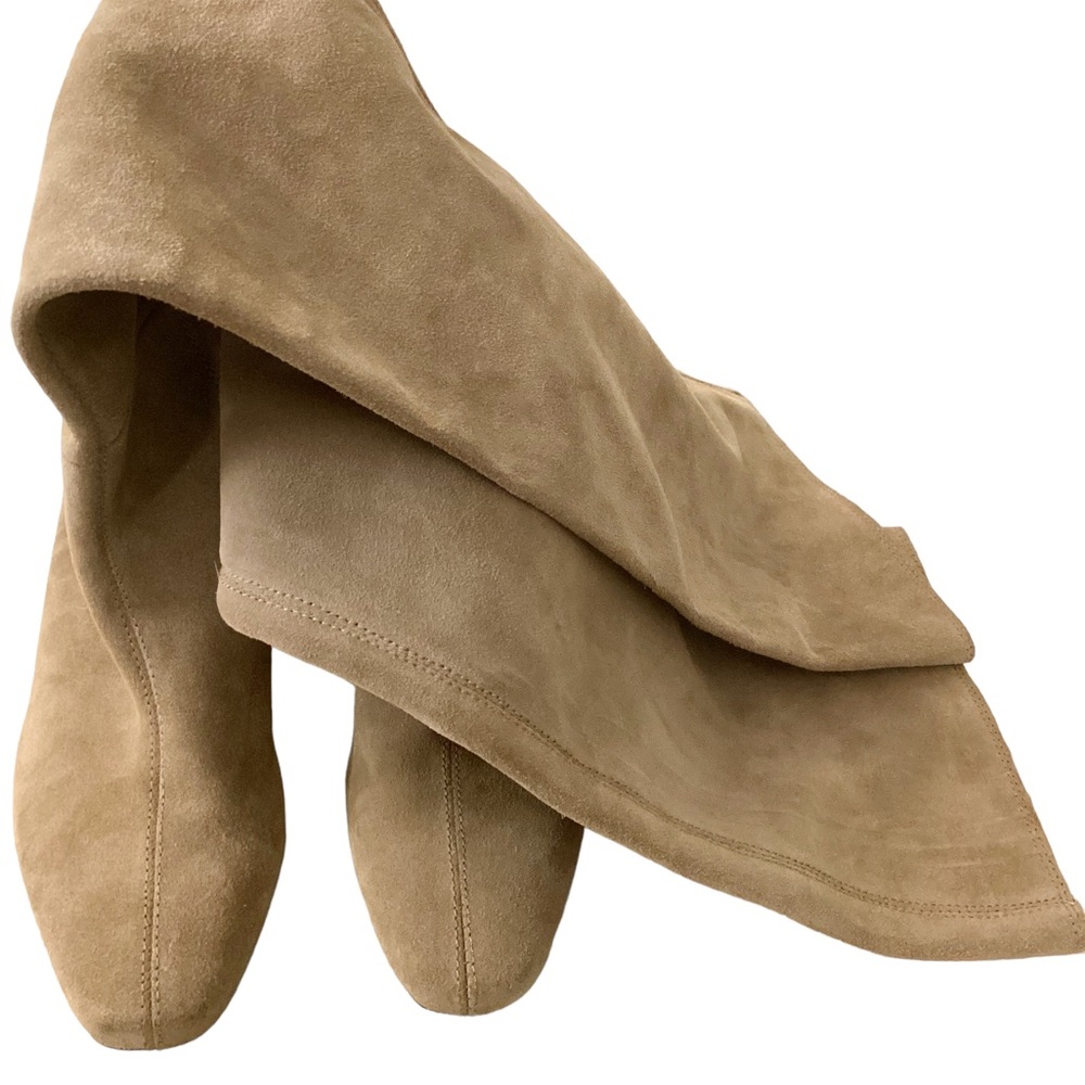 Brand New ZARA Suede Slouchy Heeled Boots in Tan SIZE 6.5 - Picture 9 of 16